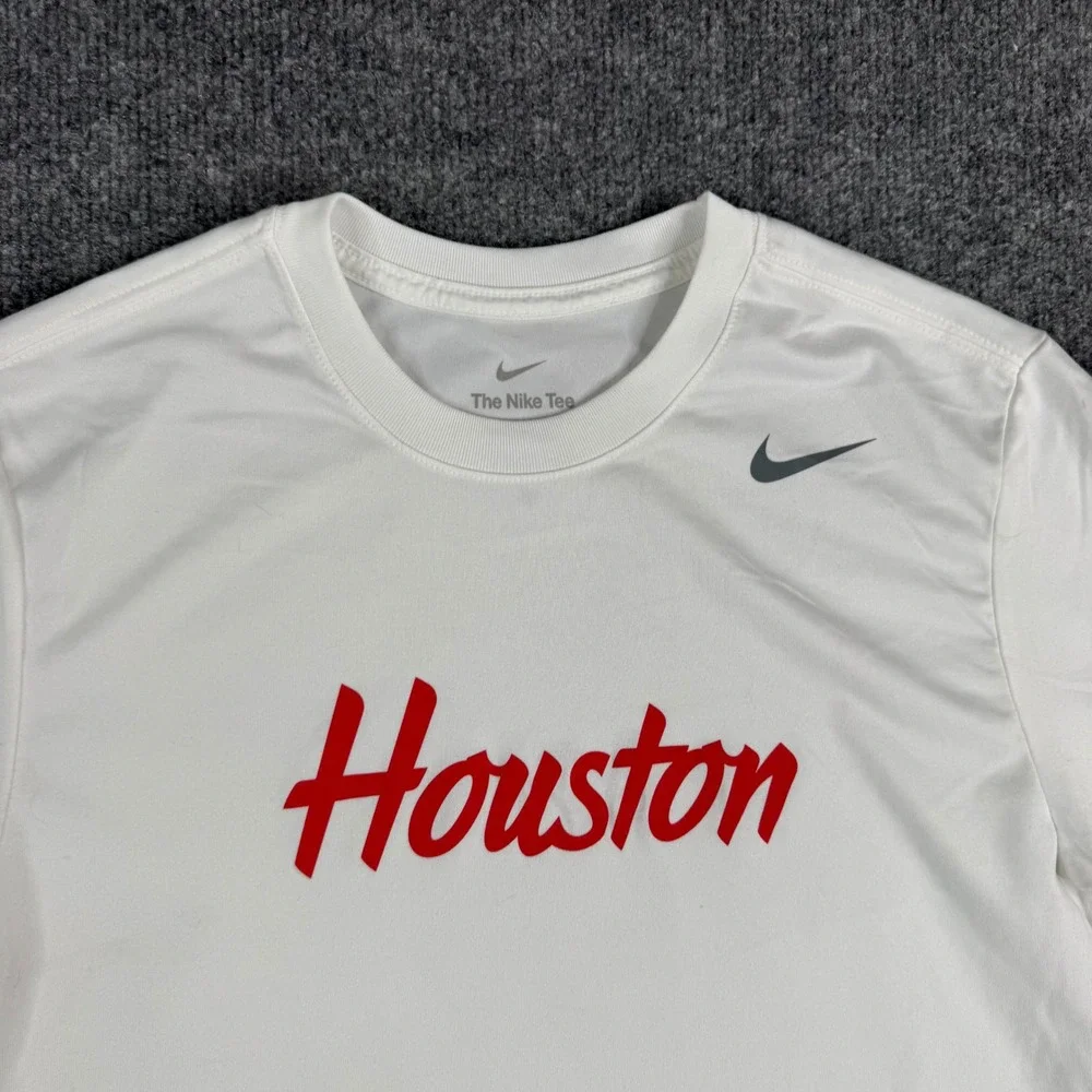 Nike T-Shirt Mens Size S White Houston Dri-Fit Athletic Short Sleeve Graphic Tee